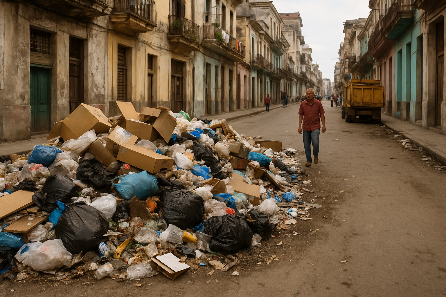 Ciudad en pausa: el día en que La Habana aprendió a vivir entre montañas de basura.