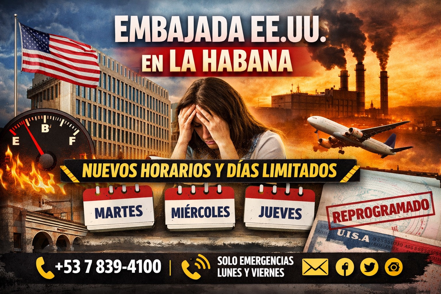 La Embajada de EE.UU. en Cuba Reduce Horarios: Lo Que Nadie Está Diciendo Sobre Esta Decisión en Plena Crisis Energética.