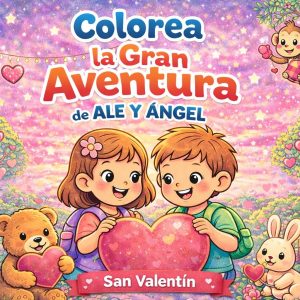 Colorea la Gran Aventura de Ale y Angel en San Valentin